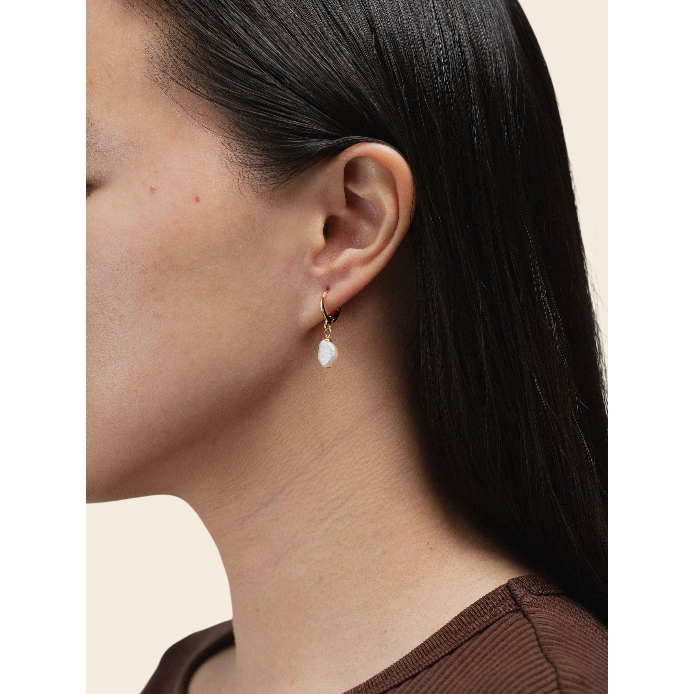 gold-tone and freshwater pearl Baroque Pearl Dangling Earrings(dainty and chunky) - alternate view 2