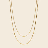 Layered Dainty S Chain& Gold Beaded Chain