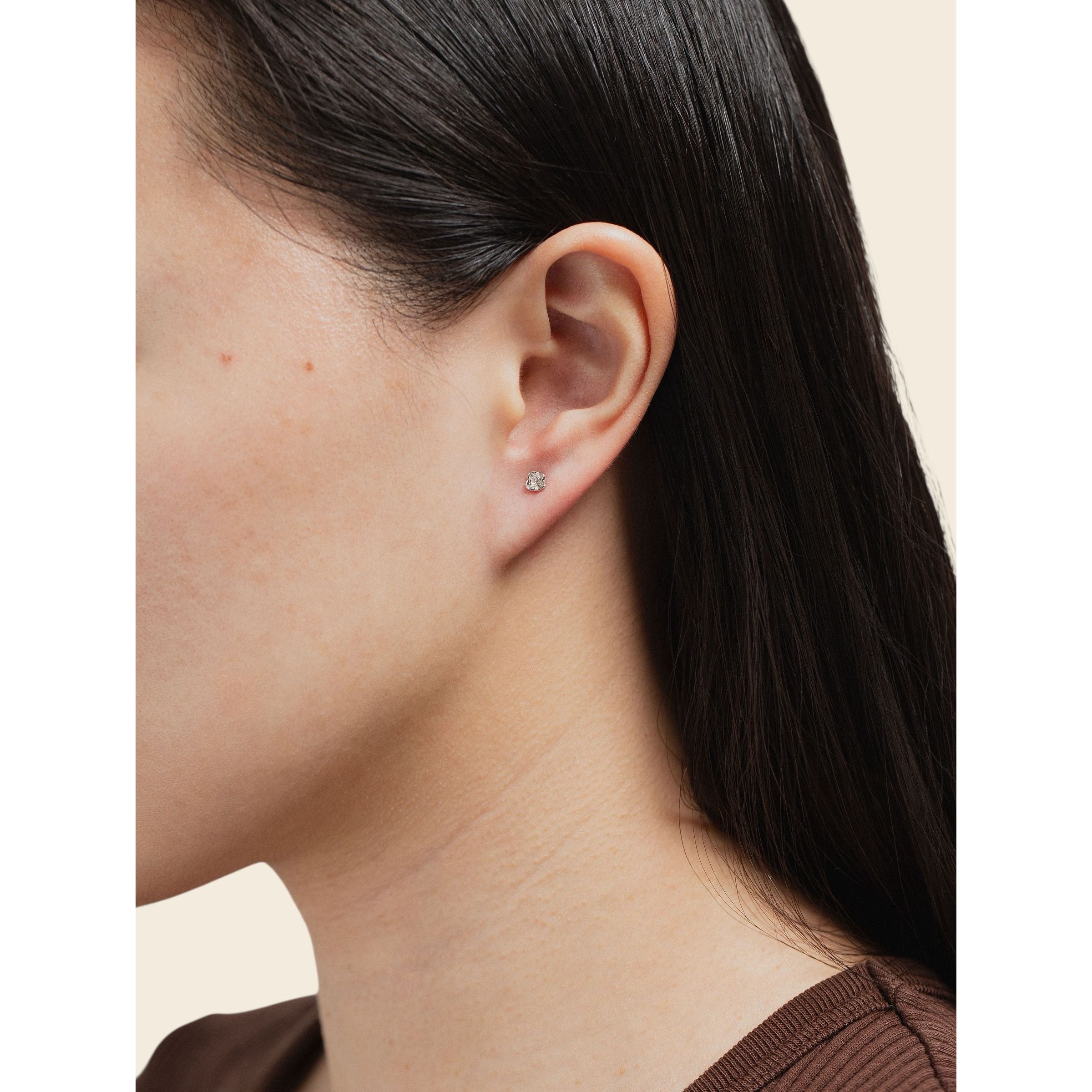 silver-tone Silver Rose Studs - alternate view 2
