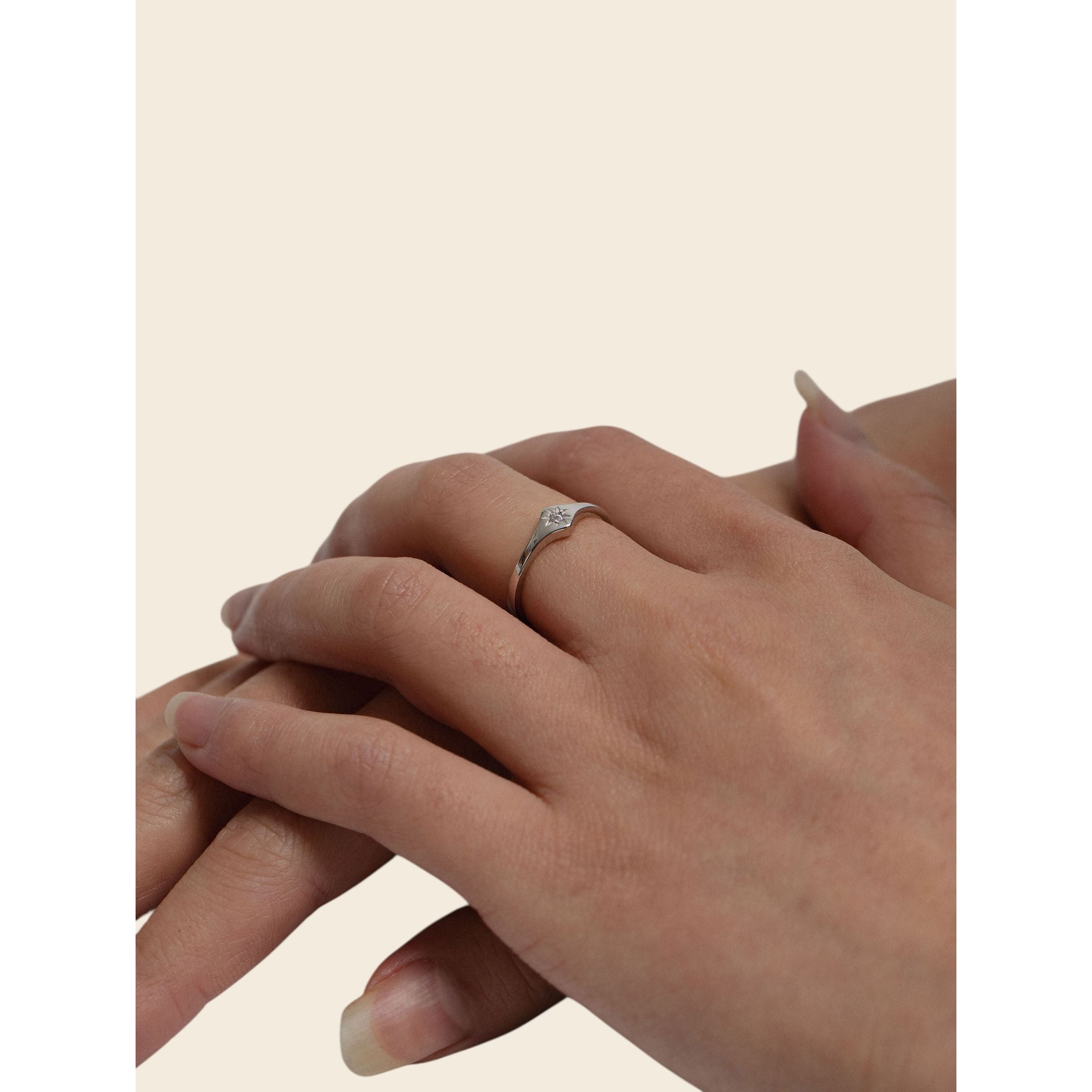 silver-tone Silver Star Signet Ring - alternate view 2