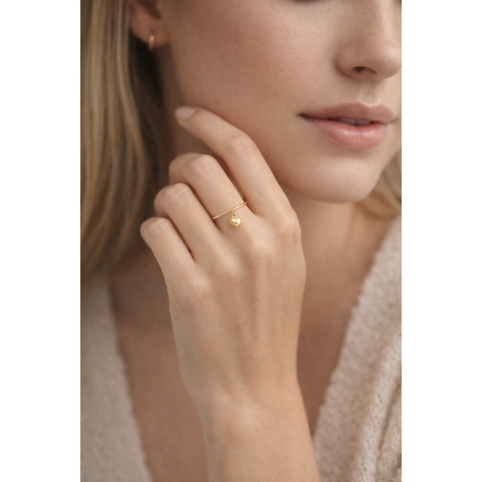 gold-tone Dainty Dangle Heart Ring - alternate view 2
