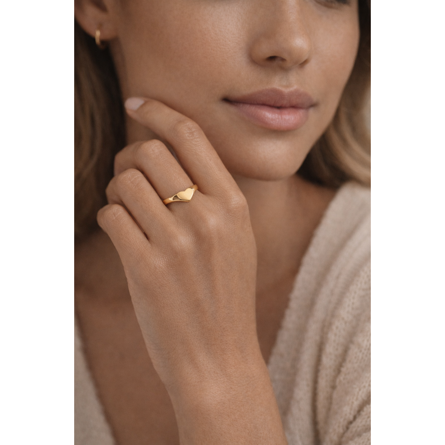 gold-tone Dainty Heart Signet Ring - alternate view 2