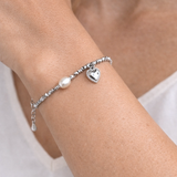 Heart of Elegance Bracelet(full Sterling silver beaded + natural pearl)