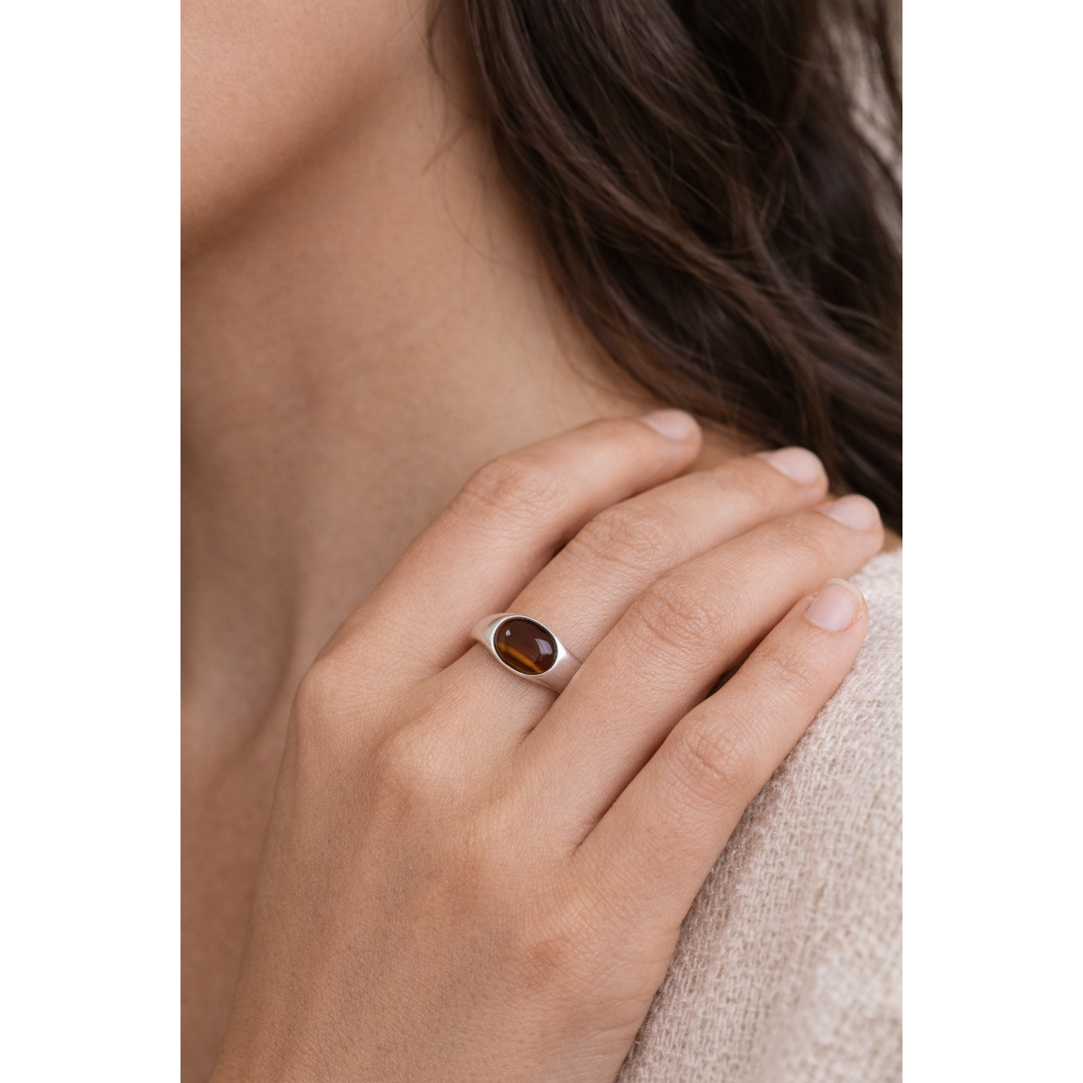 silver-tone Tiger Eye Sterling Silver Ring - alternate view 2
