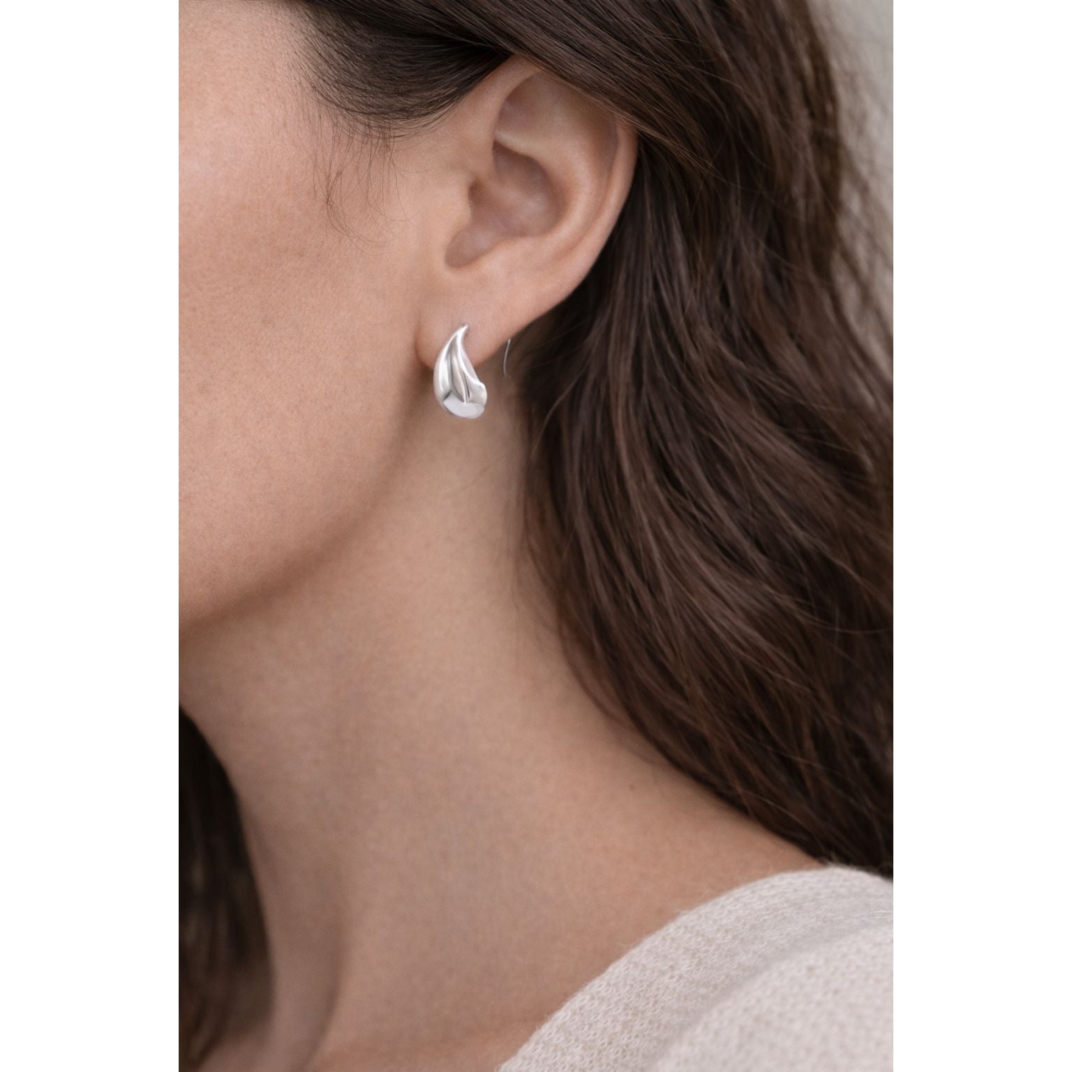 silver-tone Sterling Silver Puffy Water Drop Earrings - alternate view 2