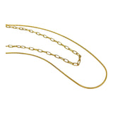 Layered Paper Clip Chain&Smooth Chain Necklace