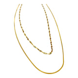 Layered Lip Chain& Smooth Chain Necklace
