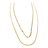 Layered Lip Chain& Smooth Chain Necklace