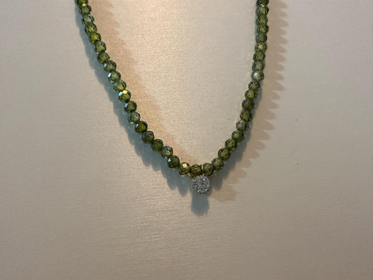 Olive Crystal Beaded Chain