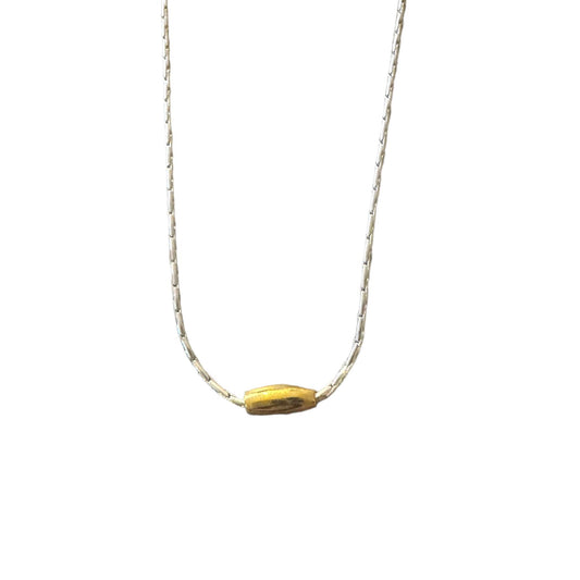 Silver Necklace with Gold Bullet Pendent