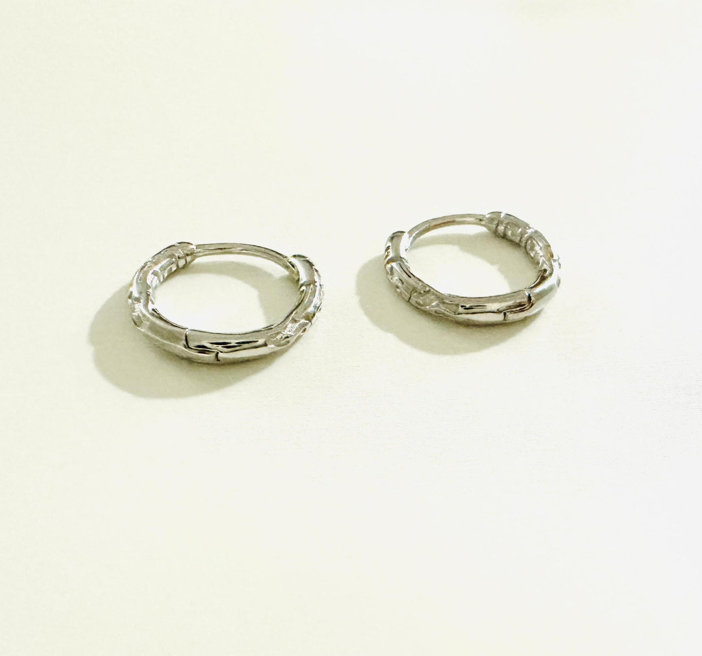 Bamboo Joint Silver Hoops
