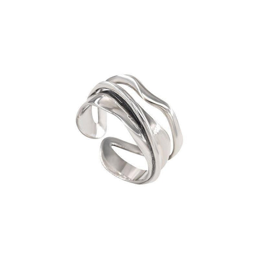 Modern Layered Silver Open Ring