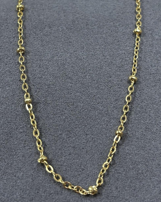 14k Solo Beaded Chain  Necklace