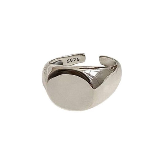 Silver Rounded Signet Open Ring