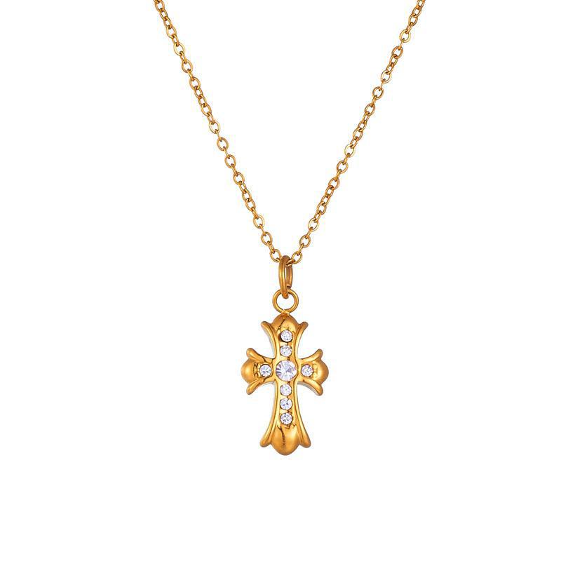 Gold Sparkle Cross Necklace