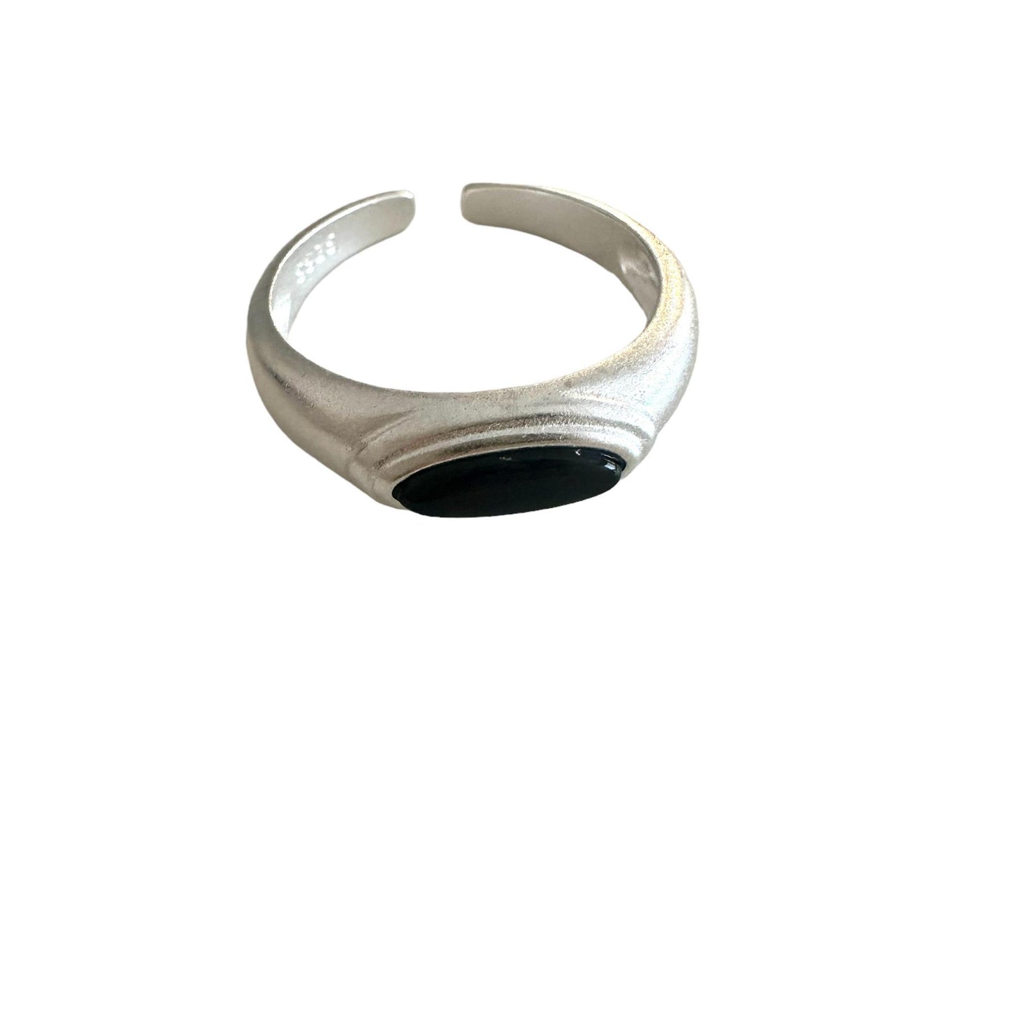 Natural Stone Silver Signet Ring(agate/moonstone)