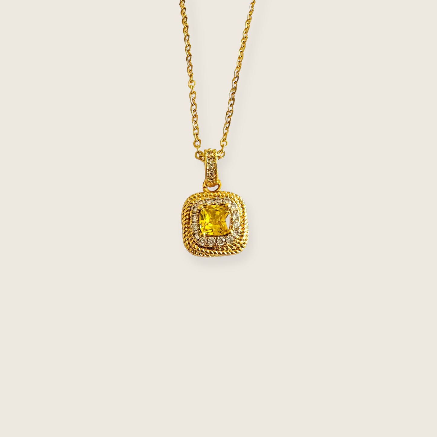 Citrine Diamond Necklace