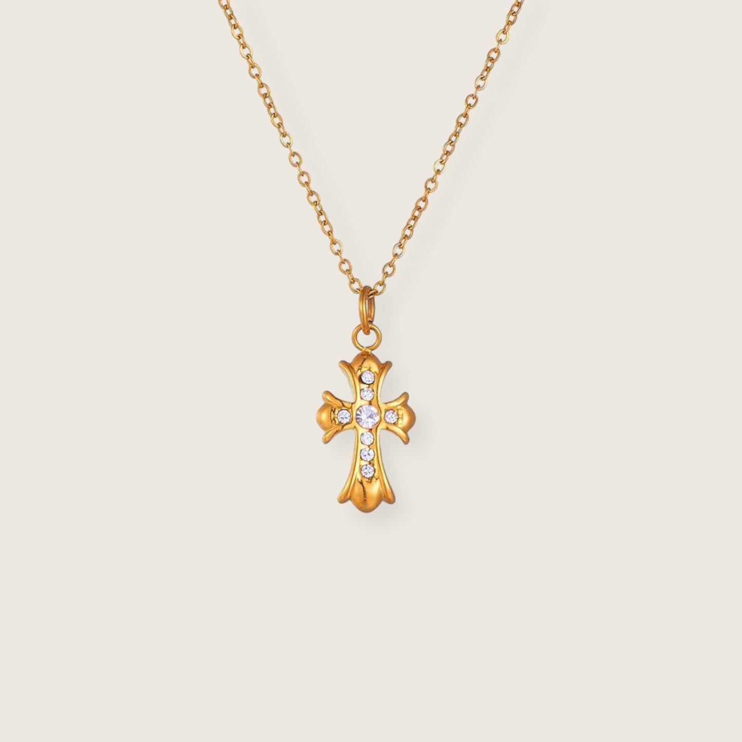 Gold Sparkle Cross Necklace