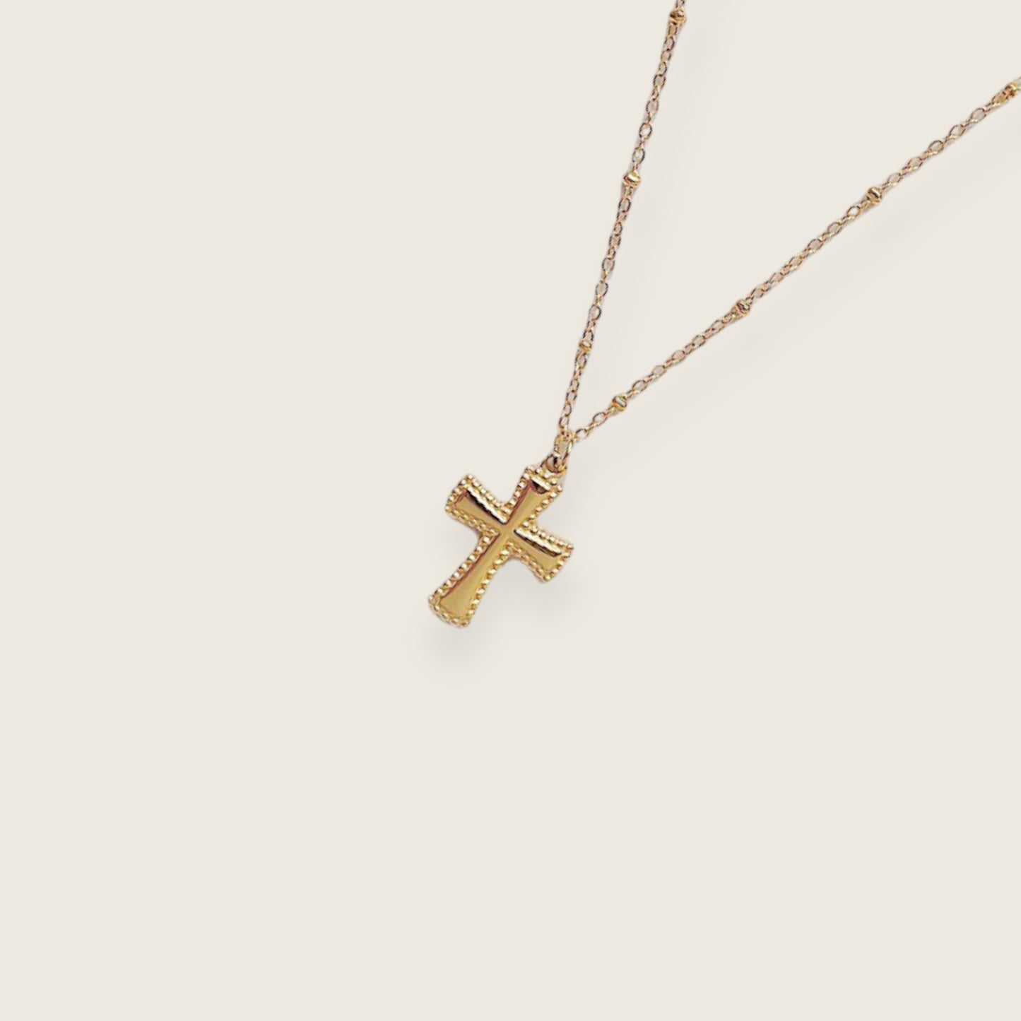 Beaded Gold Cross Necklace