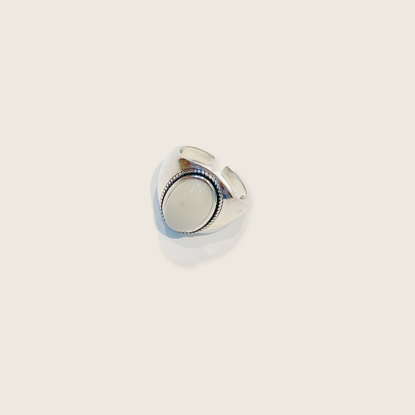 Chunky Silver Opal Adjustable Ring