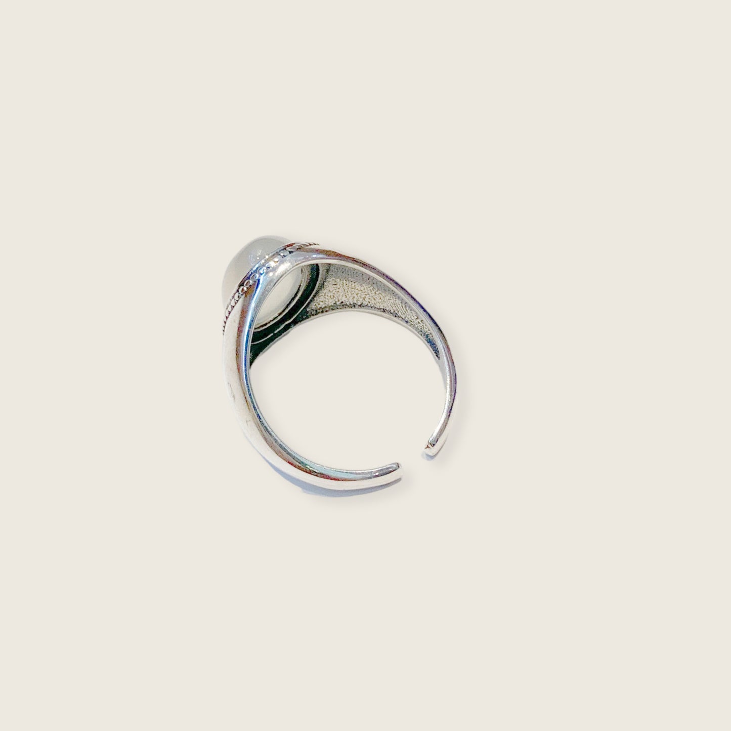 Chunky Silver Opal Adjustable Ring