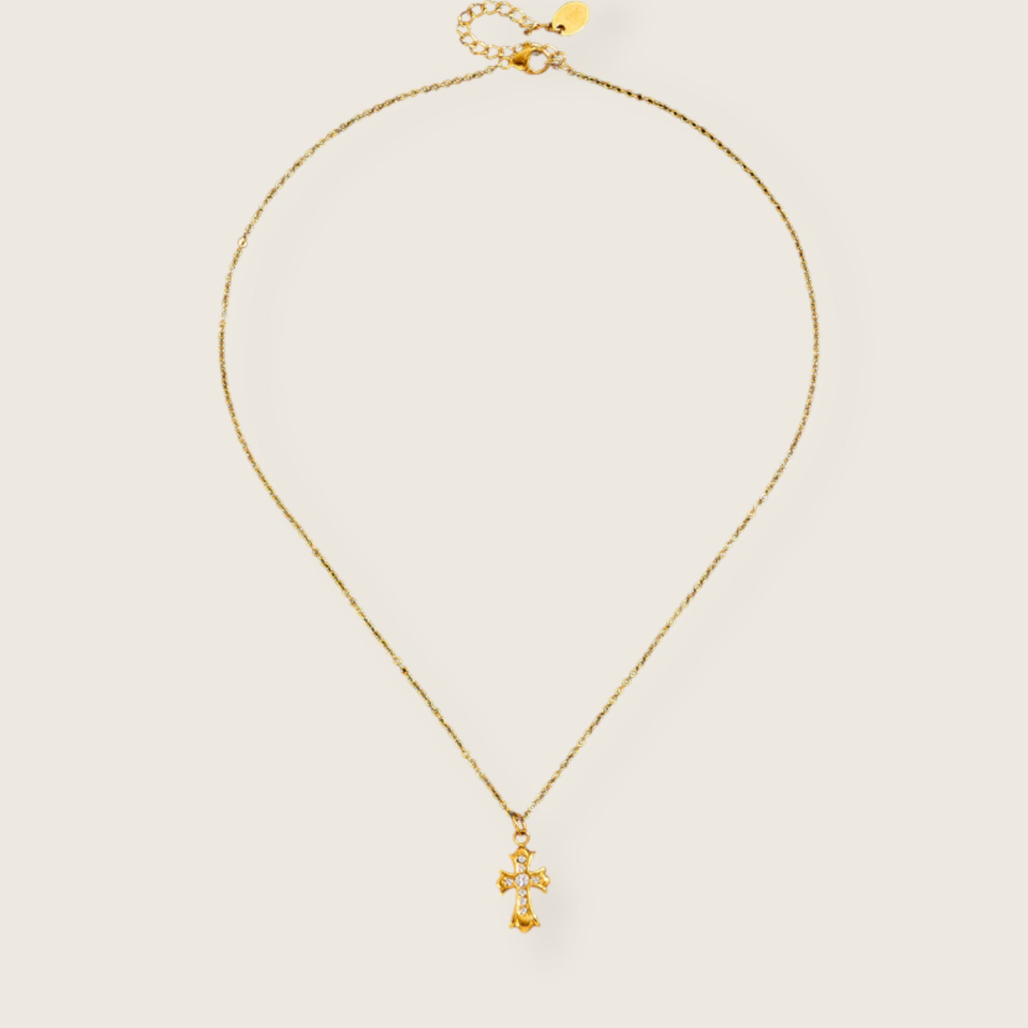 Gold Sparkle Cross Necklace