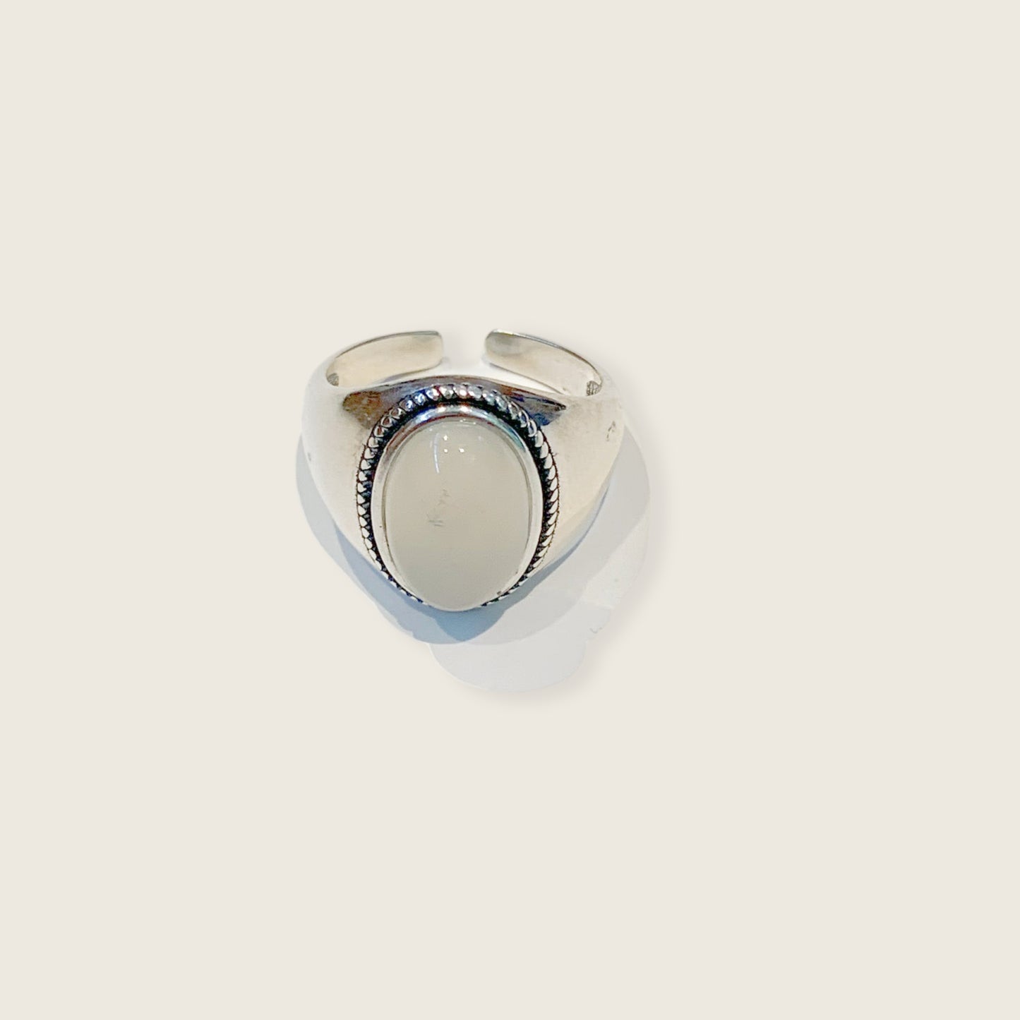 Chunky Silver Opal Adjustable Ring