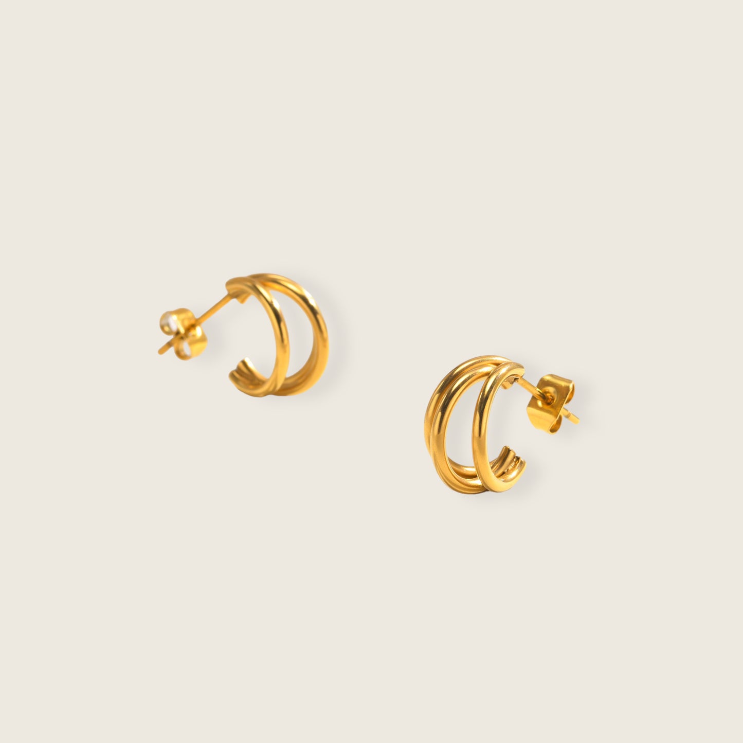 Dainty Gold Trio-layers Ear Studs