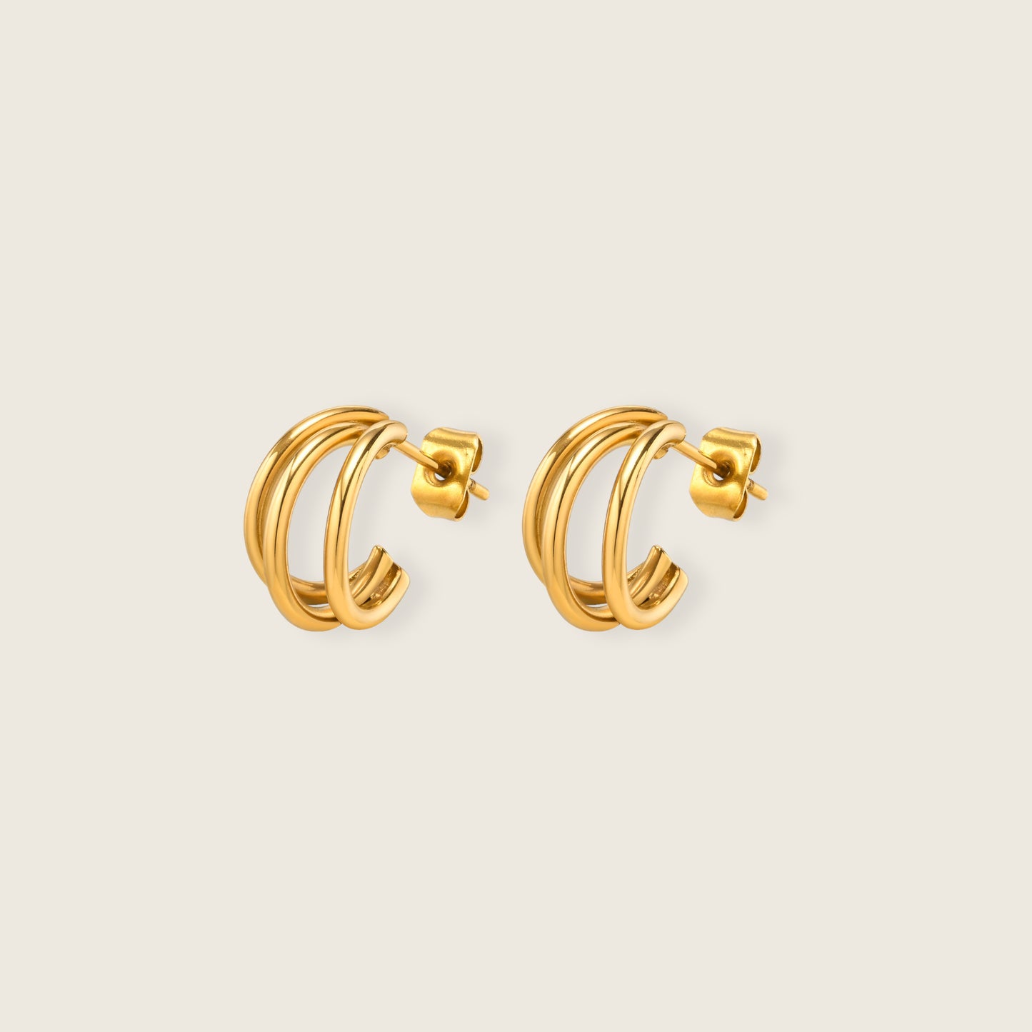 Dainty Gold Trio-layers Ear Studs