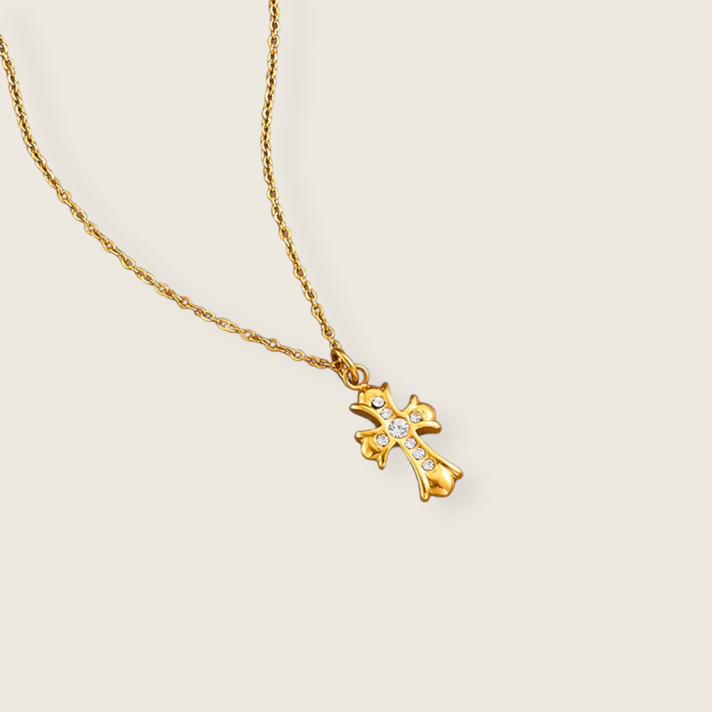 Gold Sparkle Cross Necklace