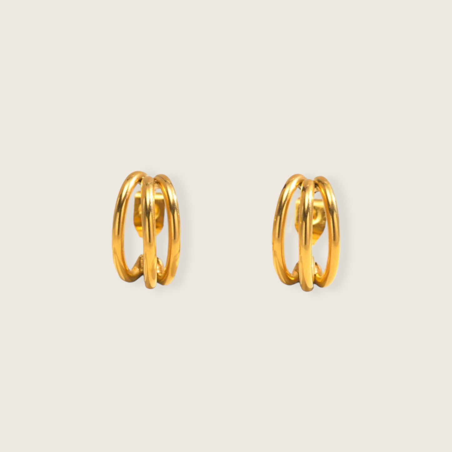 Dainty Gold Trio-layers Ear Studs