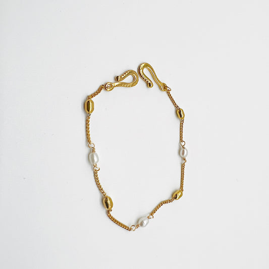 Gold Sphere & Pearl Bracelets