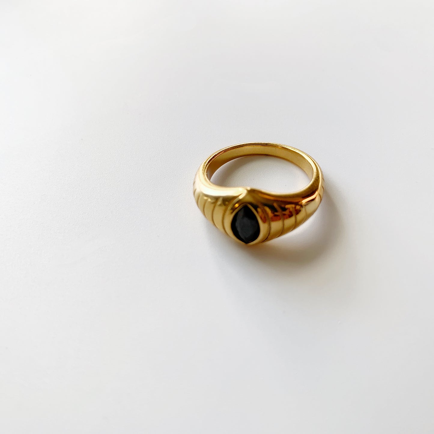 Gold Black Zircon Ring