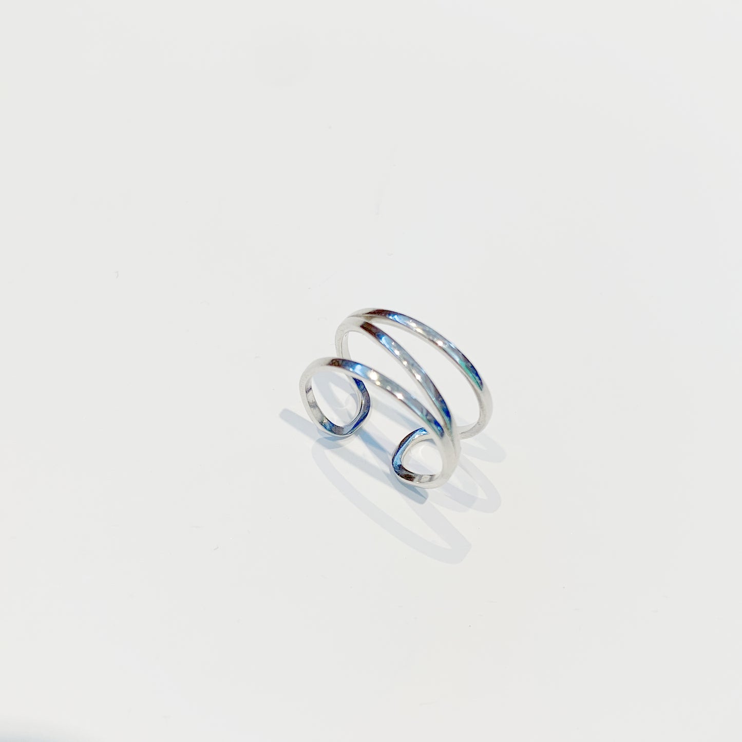 Silver Wavy Three-Row Adjustable Ring