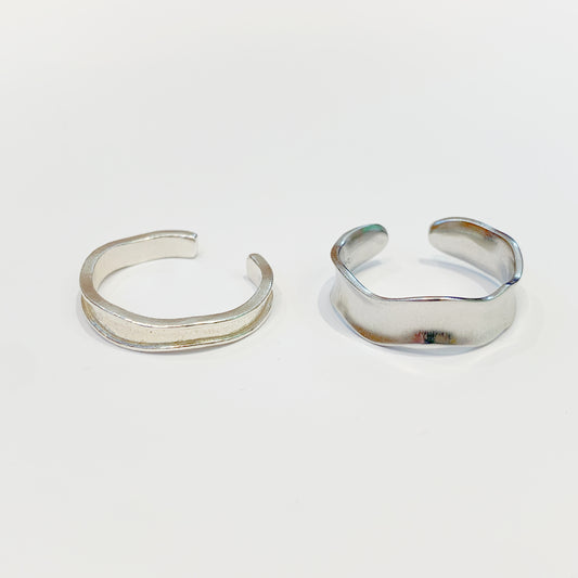 Silver Wavy Adjustable Ring