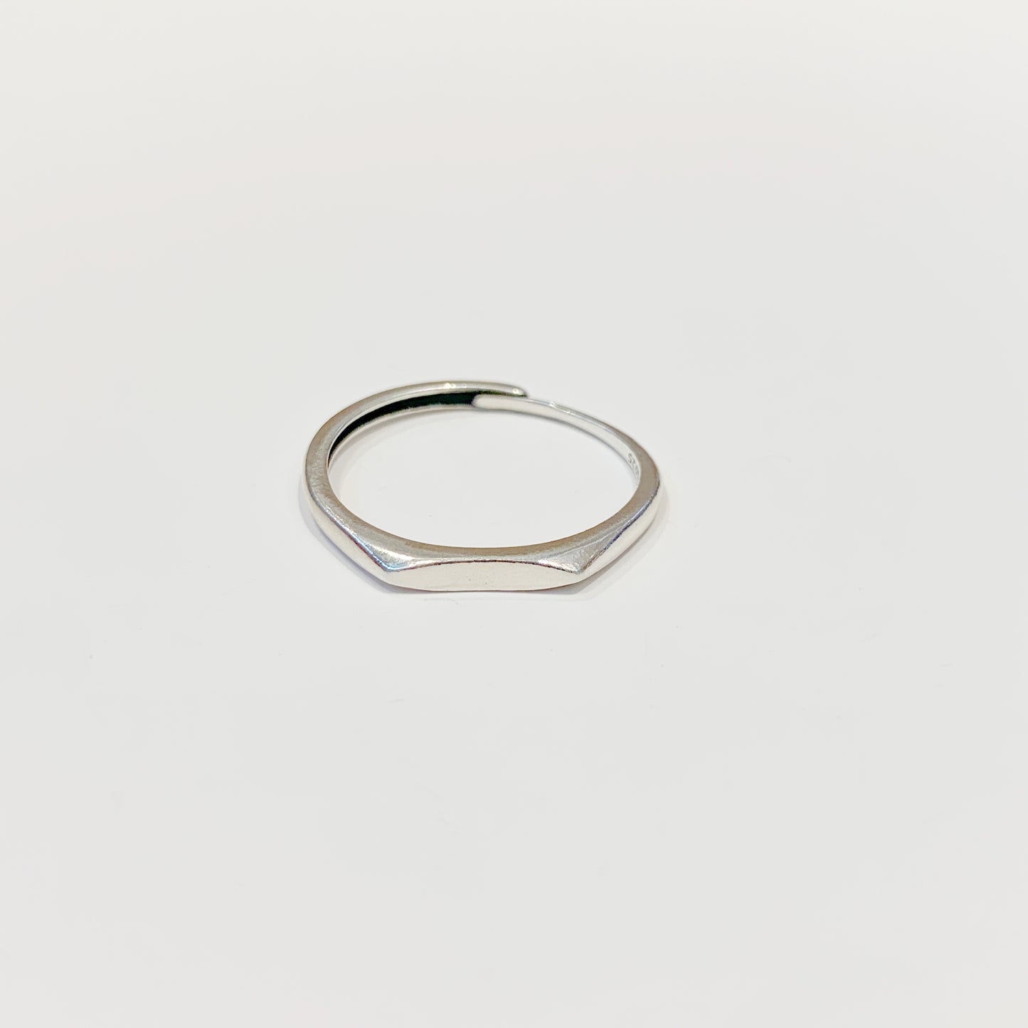 Silver flat adjustable ring