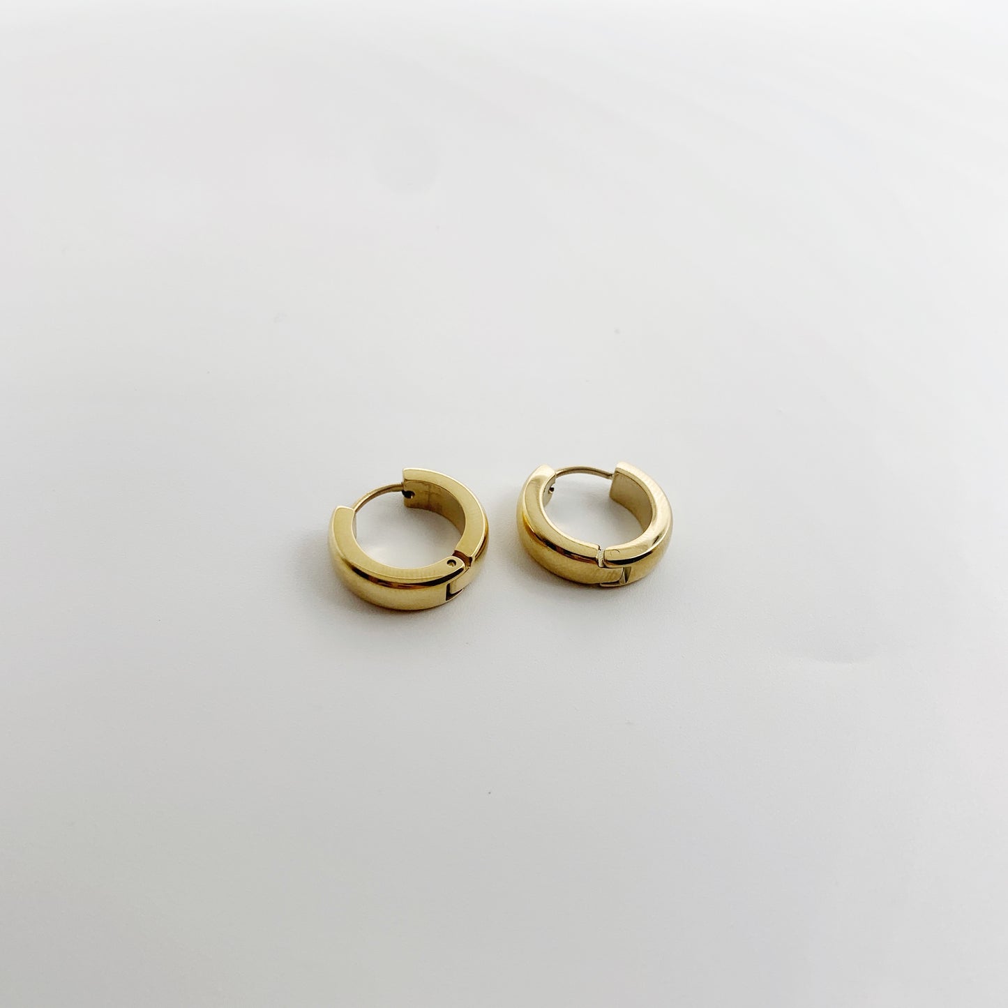 Gold Textured Huggie Hinged Hoop Earrings