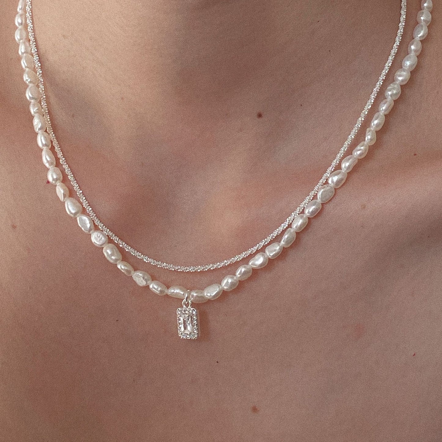 Silver Base Natural Pearl Necklace